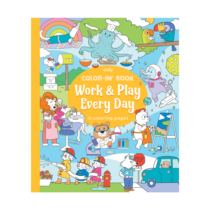 Work and Play Every Day | Ooly Colouring Book