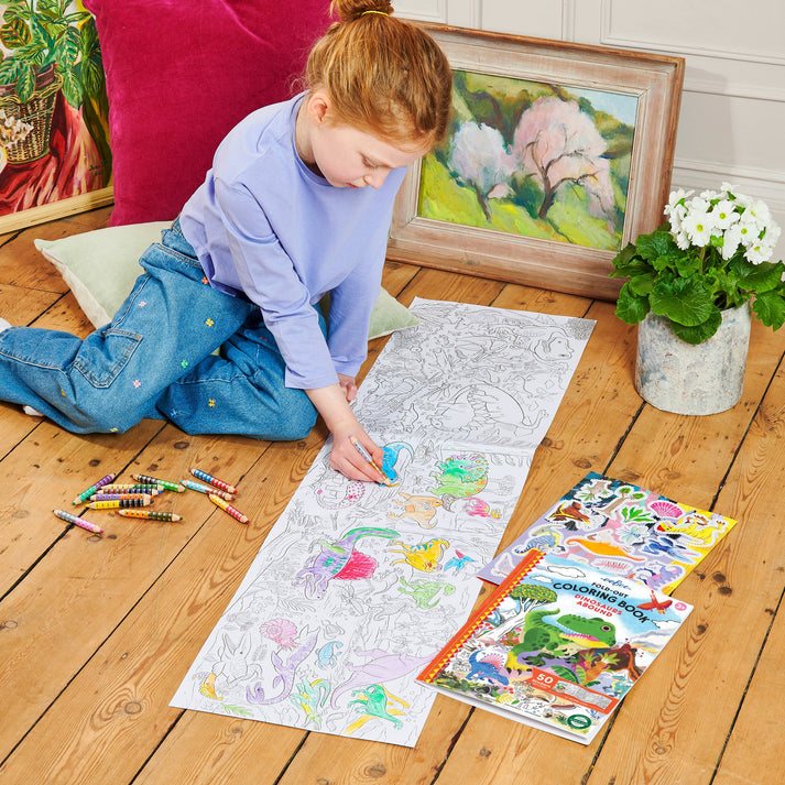 Dinosaurs Abound | Eeboo Fold-Out Coloring Book