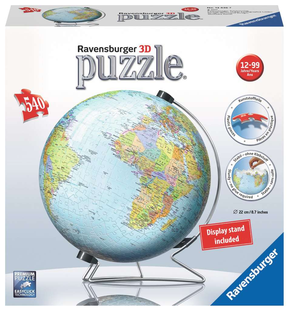 3D Globe Puzzle 540 pieces by Ravensburger Kaboodles Toy Store - Victoria