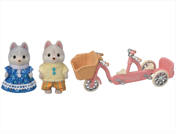 Calico Critters | Tandem Cycling Set, Husky Sister & Brother